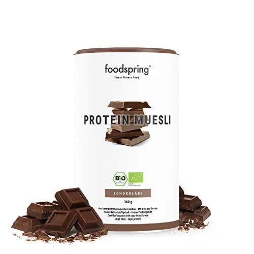 foodspring Muesli protéiné au chocolat 360g ingrédients 100% bio 29g de proté...