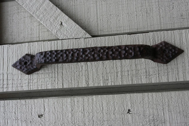 Rustic Farmhouse Large Door Handle Pull 12 1/4", Hammered design cast iron HW-81 8