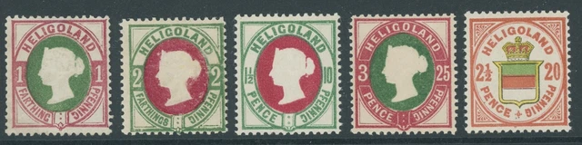 Helgoland Mi. Nr. 11 + 12 + 14 + 15 + 18* ungebraucht geprüft