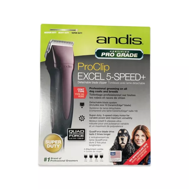 New Andis ProClip Excel 5-Speed+ Detachable Blade Clipper Dog