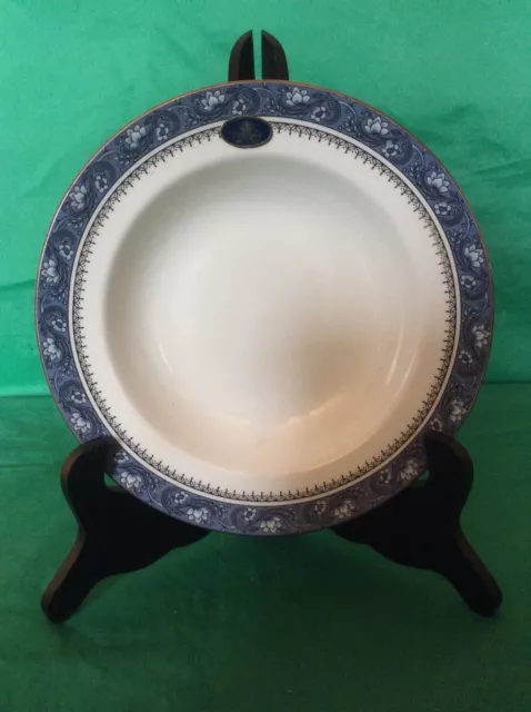 Aynsley Fine Bone China Blue Mist Pattern Rimmed Soup Bowl