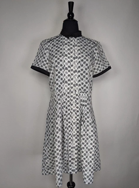 Jason Wu for Target Black White Gray Wheel Print Pleated Shirt Dress Size M