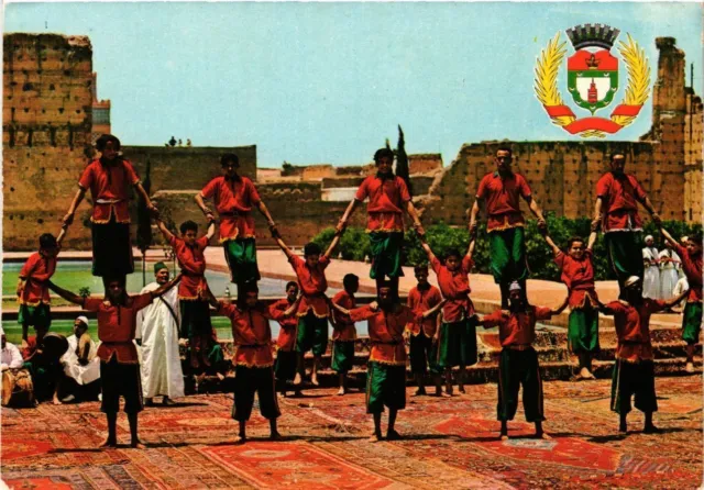 CPM MAROC-Scéne du Folklore de Marrakech et Armoiries de la Ville (329059)