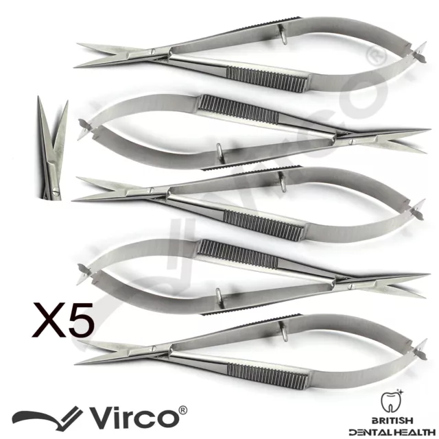 5X Microsurgical Straight Noyes Scissors Spring Action Castroviejo Ophthalmic