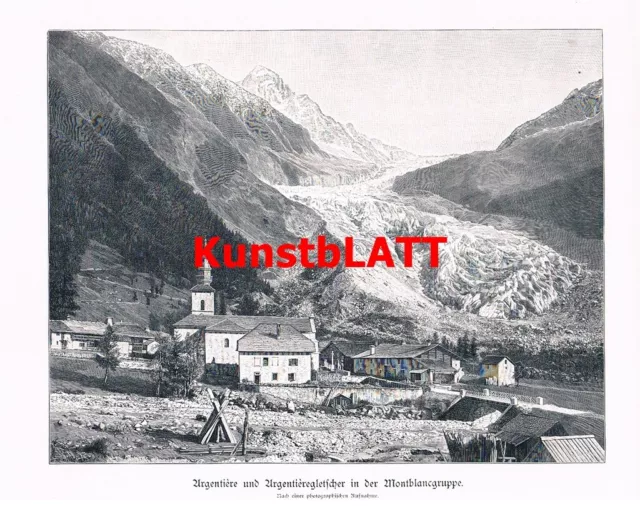 d101 060 Argentiere Gletscher Montblancgruppe Großbild Druck 1899!!