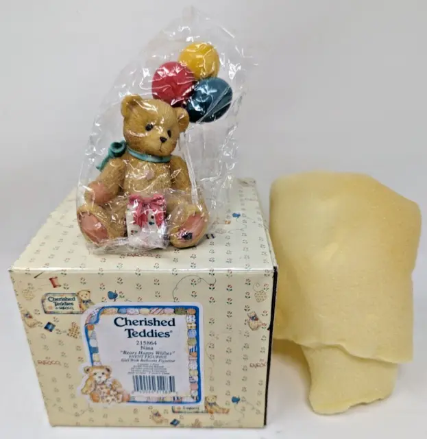 Cherished Teddies Nina “Beary Happy Wishes” Event Figurine w/ Balloons #215864