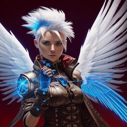 Steampunk Angels White Archer Angel Digital Asset AI Art Digital Collectible