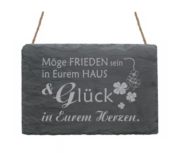 Schiefertafel HAUSSEGEN FRIEDEN & GLÜCK Dekotafel Schild Segen Haustür Einzug ✔️