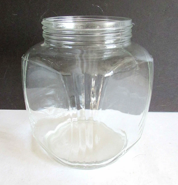 VTG HOOSIER type pantry HAZEL ATLAS square glass jar ribbed corners 6.5" FREE SH