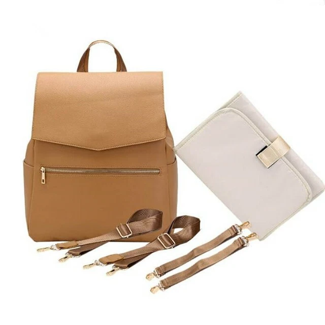 New Leather baby diaper bag Backpack nappy bags Maternity mommy infant organizer