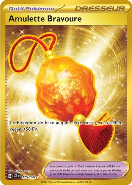 CARTE POKÉMON AMULETTE Bravoure 175/142 EV07 Couronne Stellaire Gold ...