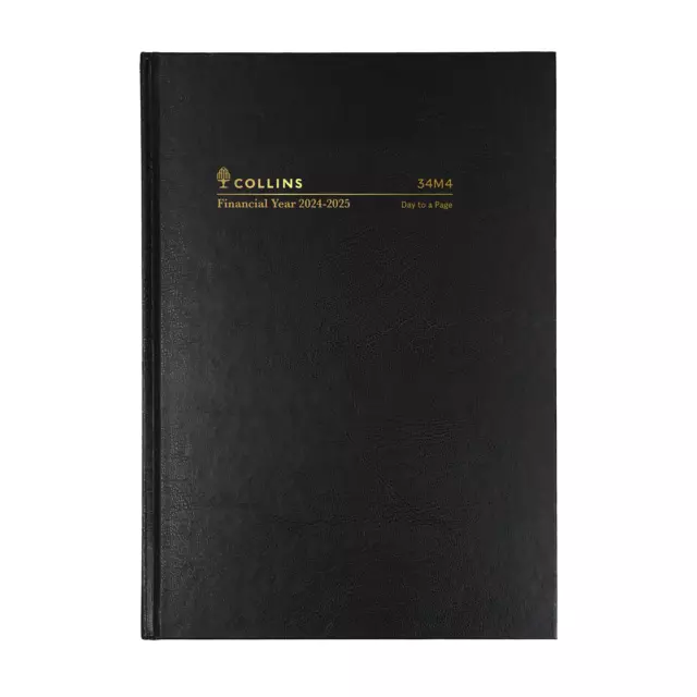 2024-2025 Financial Year Diary Collins A4 Week to View Black 34M4.P99