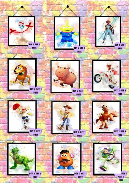BUY 2 GET 1 FREE DISNEY Toy Story Watercolour Print Poster Wall Art A4