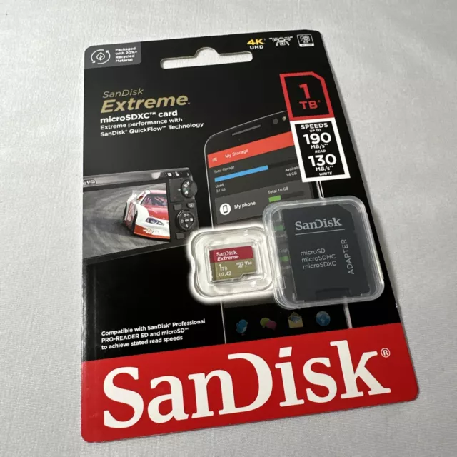 SanDisk Extreme 1TB UHS Speed Class 3 microSDXC Memory Card (SDSQXAV-1T00-GN6MN)