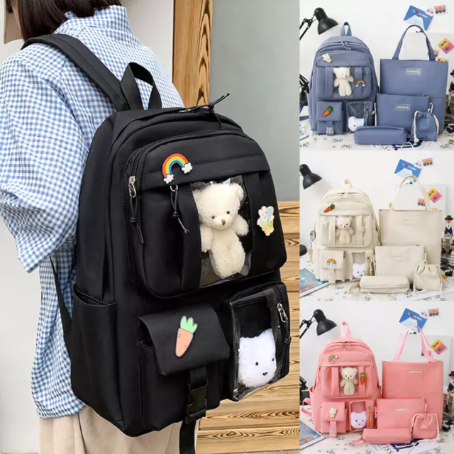 5Pcs/set Backpack School Bags for Teenage Girls Backpacks Women Travel Backpacks