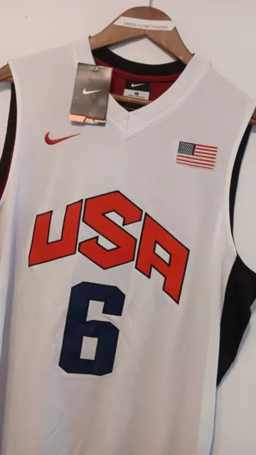 USA BASKETBALL DREAM TEAM SHIRT JERSEY CAMISETA REEBOK #9 LEBRON JAMES  WHITE NBA