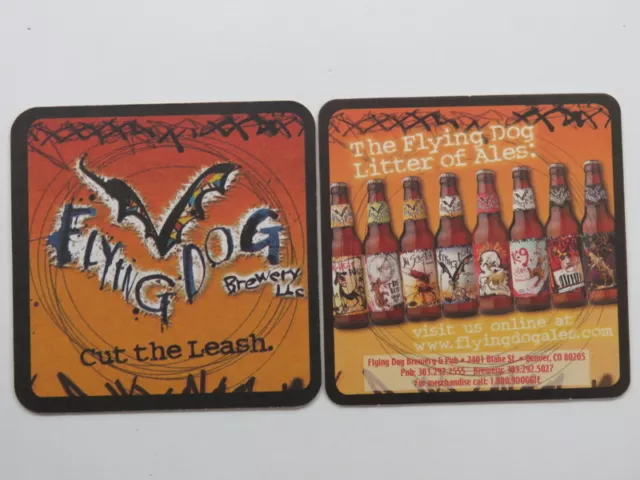 Beer Coaster ~ FLYING DOG Brewery Cut the Leash ~ Denver, CO ~ Ralph Steadman