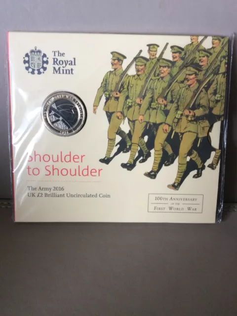 UK 2016 FIRST WORLD WAR ARMY CERTIFIED BRILLIANT UNCIRCULATED £2 - sealed pack