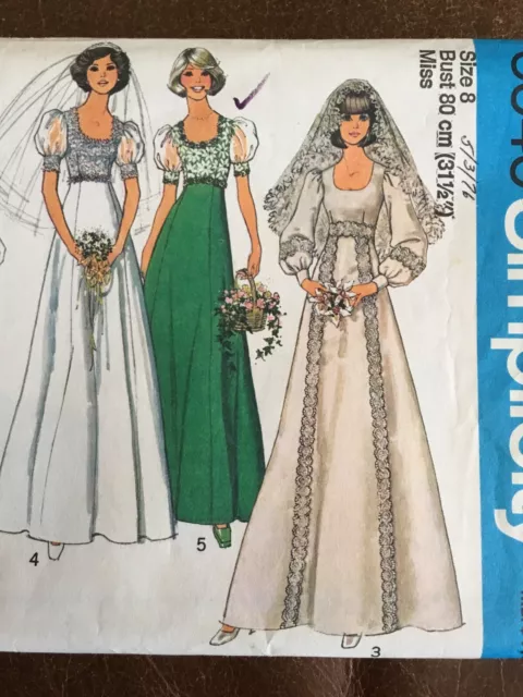 Simplicity Sewing Pattern 6940 Vintage 70s Wedding and Formal Dress Size 8 Cut 3