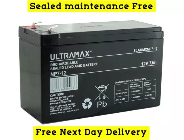 1 x Ultramax 12V 7Ah Rechargable Sealed Batteries Stannah Aquasoothe V