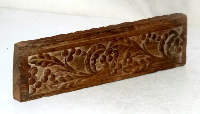 Old Handmade Wooden Beautiful Floral Work Engraved Door Panel ,Rich Patina 9335