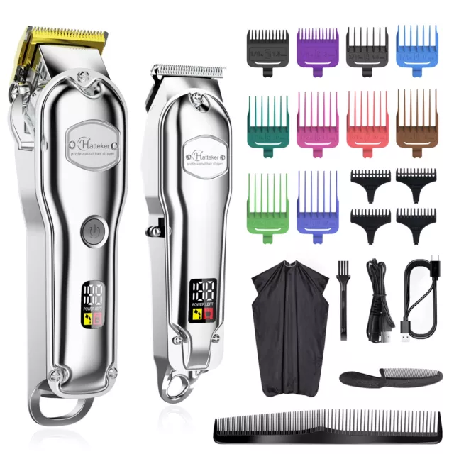 Hatteker Hair Clipper for Men Professional Hair Cutting Kit with T-Blade Trimmer
