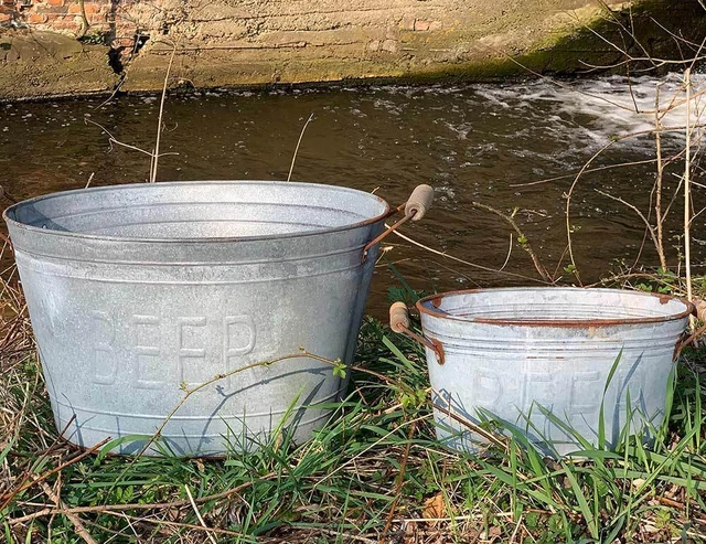 Zinkeimer Pflanzgefäß Beer Pflanztopf Zink mit Griffen Blumentopf Vintage