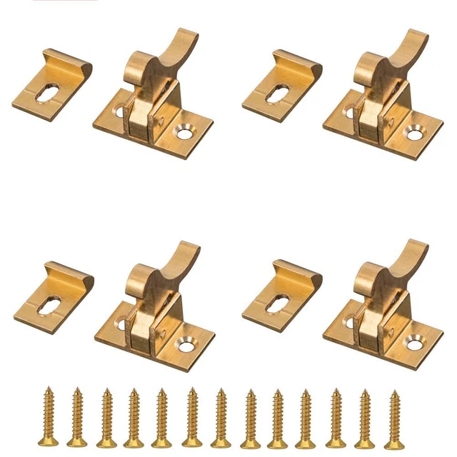 4 Pack Brass Heavy Duty Elbow Latch Window - Cabinet Door Latch for Home/Offi...