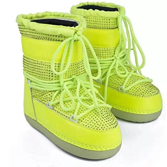 Cape Robbin Freeze Warm Winter Snow Lace Up Stones Neon Boots yellow