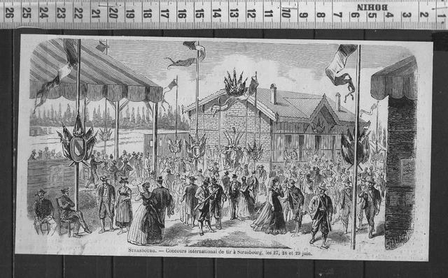 G368 / Gravure 1878 /  Concours International De Tir A Strasbourg