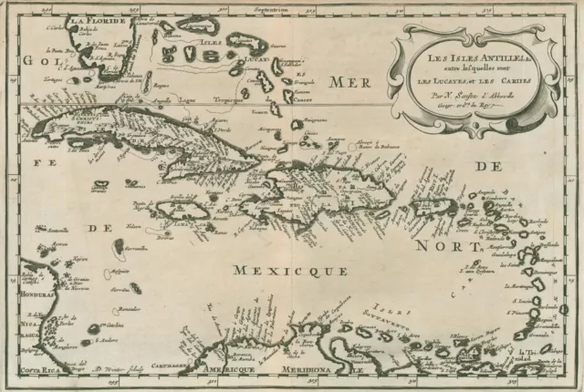 Grosse Antillen Original Kupferstich Landkarte Sanson 1683