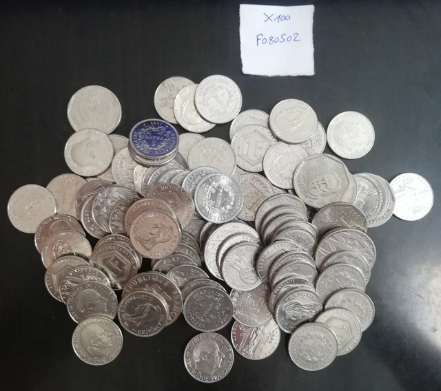 Lot monnaies françaises 100 pièces 1, 2, 5 francs Commémoratives