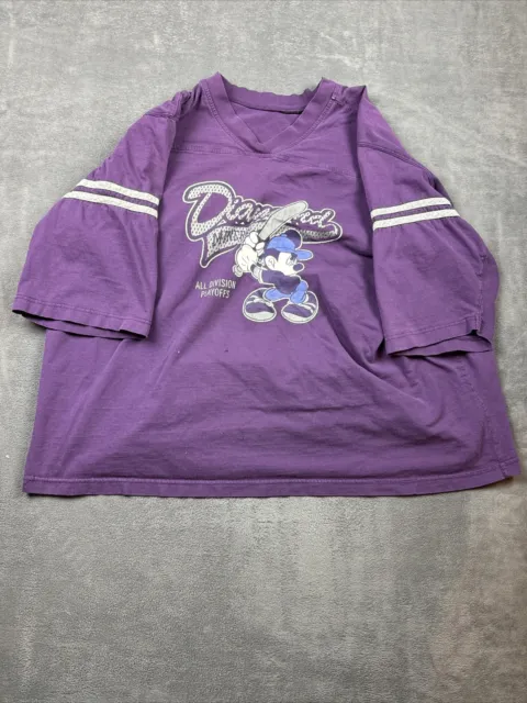Vintage Mickey Mouse Baseball T-Shirt Adult XL Purple Graphic Print Tee