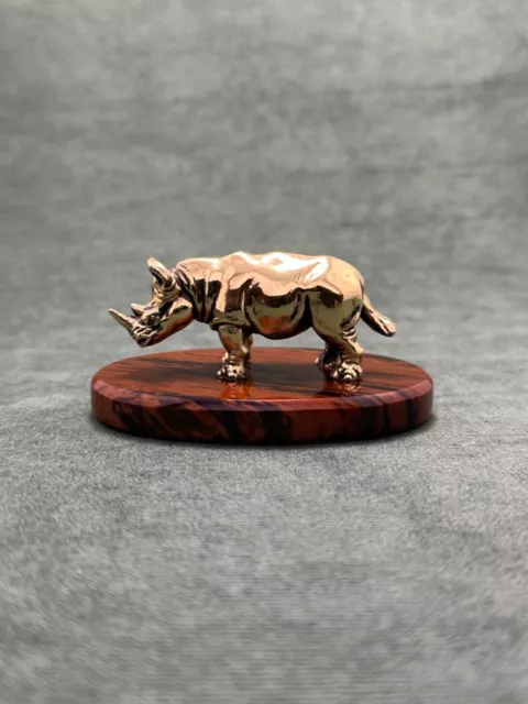 Art Deco Natural Cast Bronze Rhinoceros Figurine