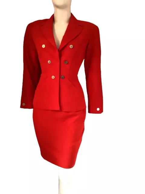 Vintage Thierry Mugler  Designer Ladies Red Skirt &Jacket Suit