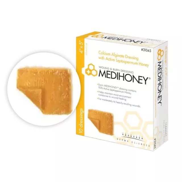 Lot of 5 Medihoney Calcium Alginate Dressing, 4" X 5"