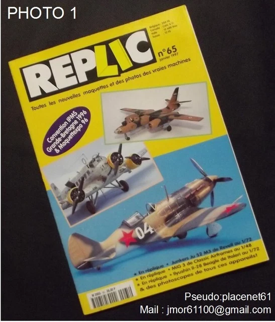 Revue REPLIC N° 65 Janvier 1997. Junkers Ju52, Mig 3, Ilyushin Il-28, salon 1996