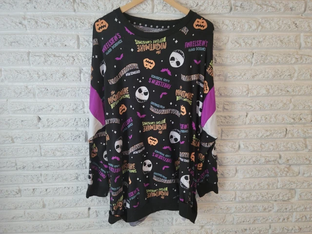Halloween Disney Nightmare Before Christmas Womens Top 2X Pajama Black Crew Neck