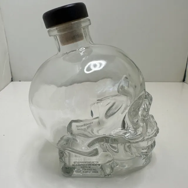 Crystal Head  7" Vodka Clear Glass Skull Empty Liquor Bottle Decanter 750ML