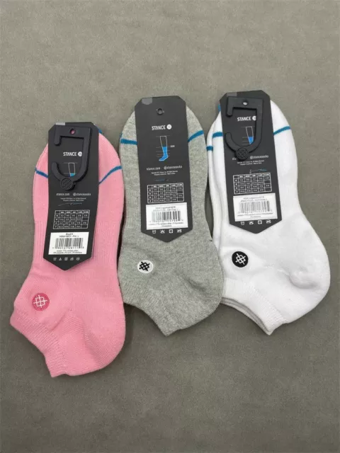 Stance mens/Women's Ankle Socks White/Grey /Pink 3 Pairs Large New With Tags 2