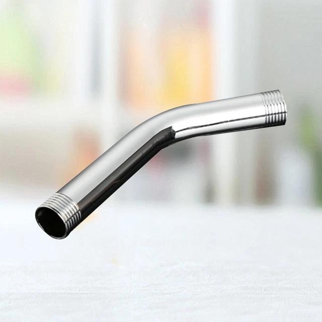 Braccio Doccia A S In Acciaio Inox 33x26.5cm Con Rosone - Prolunga Parete, Filetto NPT 1/2 Pollice, Facile Installazione