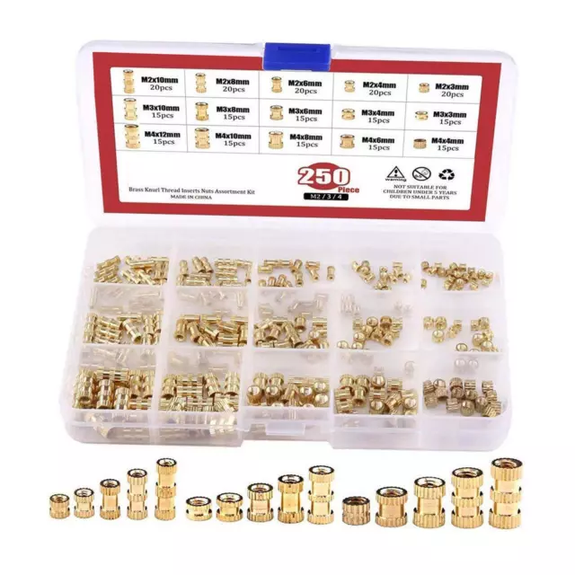 250 pezzi M2 M3 M4 M5 filettatura femmina zigrinata in ottone filettato inserto