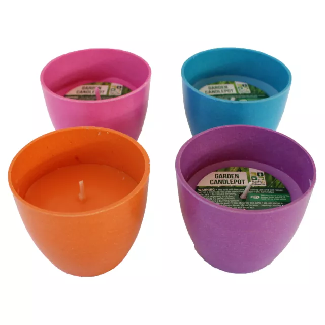 Juego De 4 Mini Jardín Velas En Colorido Biodegradable Bambú Ollas