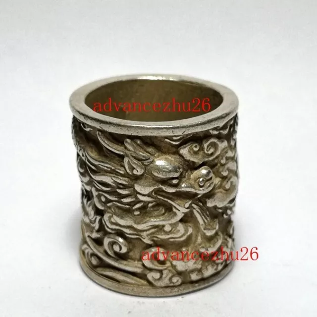 Ornament Collection Chinese Tibet Silver Handmade Dragon Thumb Ring or Pendant