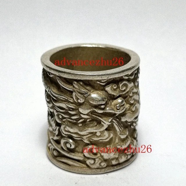 Ornament Collection Chinese Tibet Silver Handmade Dragon Thumb Ring or Pendant