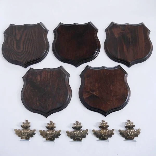 5x Wappenschilder Jabalí Af 19cm Escudo de Trofeo Hoja de Roble Portada Grande 3