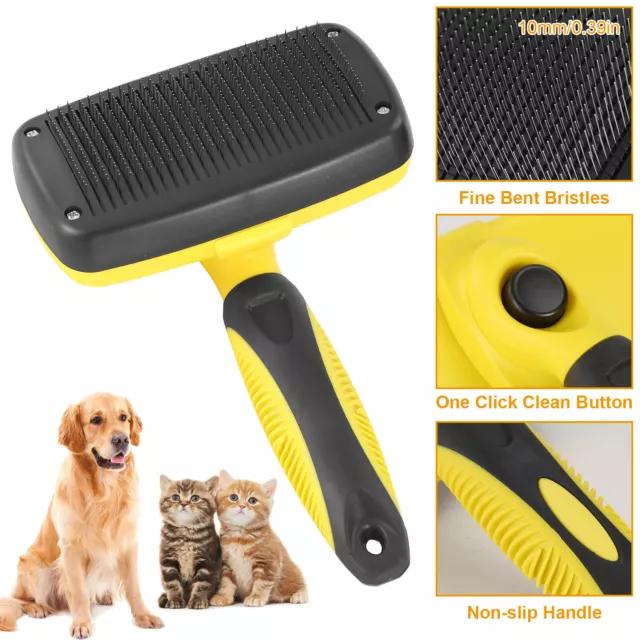 Self Cleaning Dog Cat Slicker Brush Grooming Brush Comb Shedding Tool Hair Fur 3