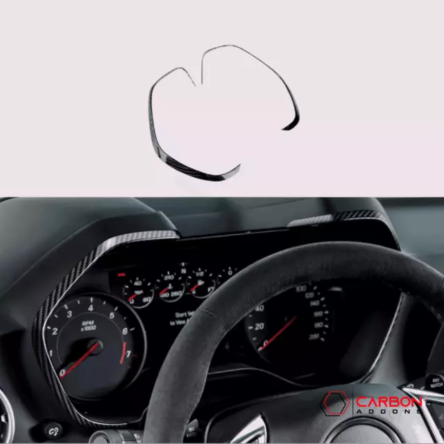 2016-2024 Carbon Fiber Gauge Cluster Bezel Chrome Delete Cover