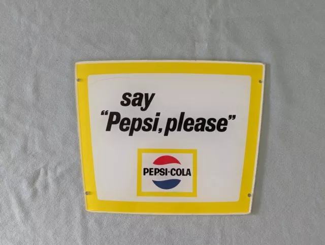 Say Pepsi Please Cola Vintage Sign Plexiglass Acrylic - Approx 11" x 8.5" - RARE