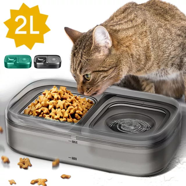 2 IN 1 Plastic Cat Gravity Water and Food Bowls Pet Feeder for Small Dogs Cats